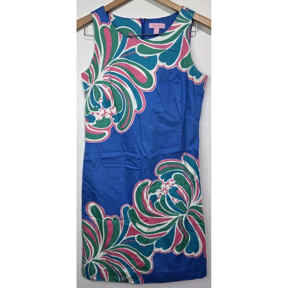 Lilly Pulitzer Brewster Blue Big Bang Stephanie Shift Dress 2‎ 100% Cotton Core